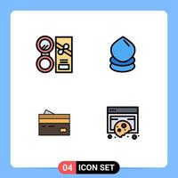 Set of 4 Modern UI Icons Symbols Signs for make up creditcard make eco card Editable Vector Design Elements