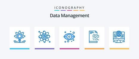 Data Management Blue 5 Icon Pack Including connection. technology. network. server. view. Creative Icons Design vector