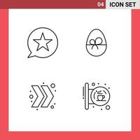 4 Universal Line Signs Symbols of bubble arrow multimedia gift right Editable Vector Design Elements