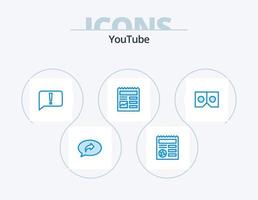 youtube blue icon pack 5 diseño de iconos. lentes. fotografía. chat. ui documento vector