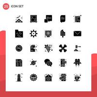 Modern Set of 25 Solid Glyphs Pictograph of hr file conversation folder phone Editable Vector Design Elements