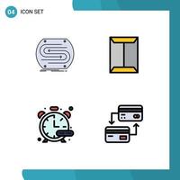 4 Universal Filledline Flat Color Signs Symbols of business box match rack hobbies Editable Vector Design Elements