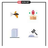 Pack of 4 creative Flat Icons of spray document construction up enforcement Editable Vector Design Elements