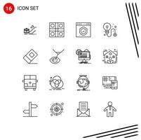 Pack of 16 creative Outlines of business page ludo interface browser Editable Vector Design Elements