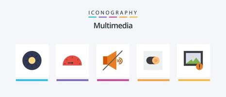 Multimedia Flat 5 Icon Pack Including . settings. image. Creative Icons Design vector