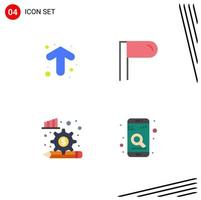 Modern Set of 4 Flat Icons and symbols such as arrow gear direction analysis process mobile Editable Vector Design Elements