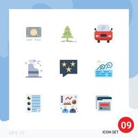 User Interface Pack of 9 Basic Flat Colors of rate chat car bubble detergent Editable Vector Design Elements