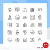 Stock Vector Icon Pack of 25 Line Signs and Symbols for help charity video care clinic Editable Vector Design Elements