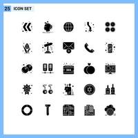 25 Universal Solid Glyph Signs Symbols of business down globe direction arrows Editable Vector Design Elements
