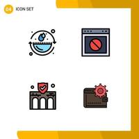 Universal Icon Symbols Group of 4 Modern Filledline Flat Colors of earth day building environmental protection warning construction Editable Vector Design Elements