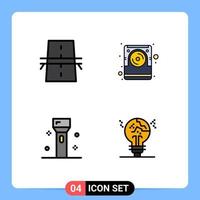 Modern Set of 4 Filledline Flat Colors Pictograph of bridge devices grid data flashlight Editable Vector Design Elements