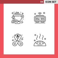 Line Pack of 4 Universal Symbols of break costs bean internet money Editable Vector Design Elements