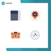 Set of 4 Commercial Flat Icons pack for grid case geo pin portfolio Editable Vector Design Elements