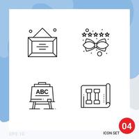 Line Pack of 4 Universal Symbols of business teacher office lead board Editable Vector Design Elements