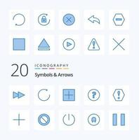 20 Symbols  Arrows Blue Color icon Pack like plus add plus warning error vector