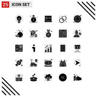 Modern Set of 25 Solid Glyphs Pictograph of happiness fashion alert earrings accessorize Editable Vector Design Elements