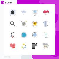 Universal Icon Symbols Group of 16 Modern Flat Colors of expanded pulse board heartbeat ecg Editable Pack of Creative Vector Design Elements