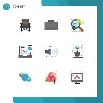 Editable Vector Line Pack of 9 Simple Flat Colors of pollution gas success programmer development Editable Vector Design Elements