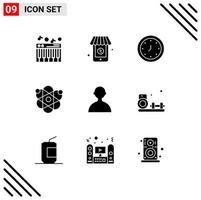 9 Creative Icons Modern Signs and Symbols of basic avatar clock science biology Editable Vector Design Elements