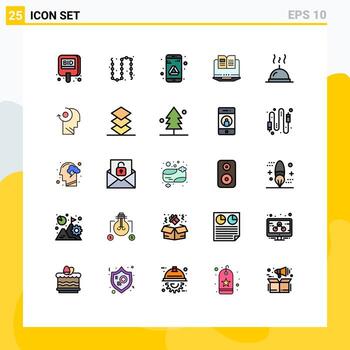 User Interface Pack of 25 Basic Filled line Flat Colors of hardware computer jewelry laptop google Editable Vector Design Elements