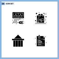 Group of 4 Solid Glyphs Signs and Symbols for adapter acropolis energy marketing columns Editable Vector Design Elements