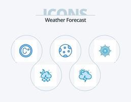 paquete de iconos azul del tiempo 5 diseño de iconos. clima. sol. grado. clima. noche vector