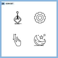 Pack of 4 Modern Filledline Flat Colors Signs and Symbols for Web Print Media such as arcade universal joystick general gestures Editable Vector Design Elements