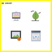 Pictogram Set of 4 Simple Flat Icons of dashboard image monitoring canada organization page Editable Vector Design Elements