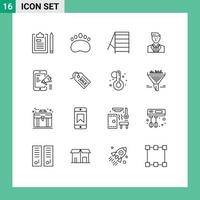 16 iconos creativos signos y símbolos modernos de campaña digital mr construcción líder ceo elementos de diseño vectorial editables vector