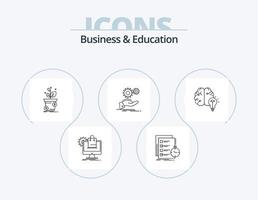 paquete de iconos de línea de negocios y educación 5 diseño de iconos. en línea. capacitación. promoción. servicios. idea vector