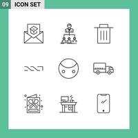 Modern Set of 9 Outlines and symbols such as crypto currency coin group nxt trash Editable Vector Design Elements