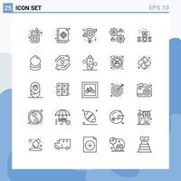 Universal Icon Symbols Group of 25 Modern Lines of gauge rate idea percent interest Editable Vector Design Elements