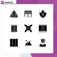 Pictogram Set of 9 Simple Solid Glyphs of fan options transport menu food Editable Vector Design Elements