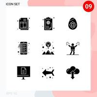 Modern Set of 9 Solid Glyphs and symbols such as mountain creative easter list clipboard Editable Vector Design Elements