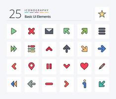 Basic Ui Elements 25 Line Filled icon pack including right. arrow. sms. left. arrow vector