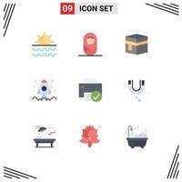 User Interface Pack of 9 Basic Flat Colors of computers development hajj coding meccah Editable Vector Design Elements