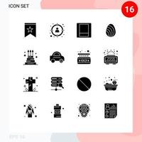 Set of 16 Modern UI Icons Symbols Signs for celebration spring goal nature egg Editable Vector Design Elements