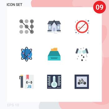 interfaz móvil conjunto de colores planos de 9 pictogramas de contabilidad de datos archivos de fumar elementos de diseño vectorial editables de Internet vector