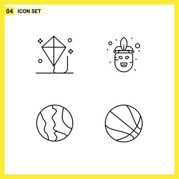 User Interface Pack of 4 Basic Filledline Flat Colors of child global play costume map Editable Vector Design Elements
