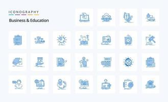 paquete de 25 iconos azules de negocios y educación vector