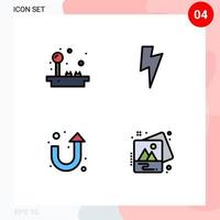 Set of 4 Commercial Filledline Flat Colors pack for joystick u turn play ui photo Editable Vector Design Elements