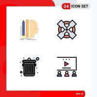 Set of 4 Modern UI Icons Symbols Signs for design dustbin size tool online advertisement Editable Vector Design Elements