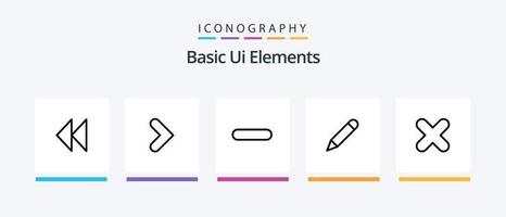 Basic Ui Elements Line 5 Icon Pack Including media. left. pencil. down. arrow. Creative Icons Design vector