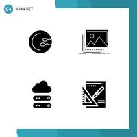 Solid Glyph Pack of 4 Universal Symbols of process big medicine landscape data Editable Vector Design Elements