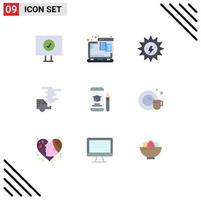 User Interface Pack of 9 Basic Flat Colors of education pollution ecology gas car Editable Vector Design Elements