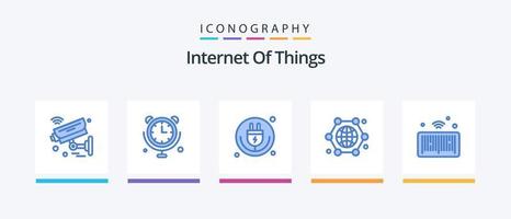 Internet Of Things Blue 5 Icon Pack Including internet. connection. internet of things. communication. iot. Creative Icons Design vector