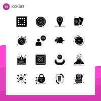 16 Universal Solid Glyphs Set for Web and Mobile Applications user male world school alarm Editable Vector Design Elements