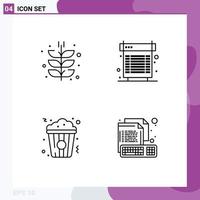 4 Creative Icons Modern Signs and Symbols of agriculture system harvest cooling cinema Editable Vector Design Elements