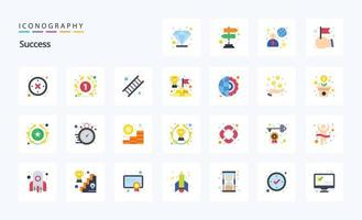 25 Sucess Flat color icon pack vector