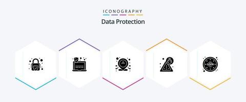 paquete de iconos de 25 glifos de protección de datos que incluye . datos. IP. reglamentos gdpr vector